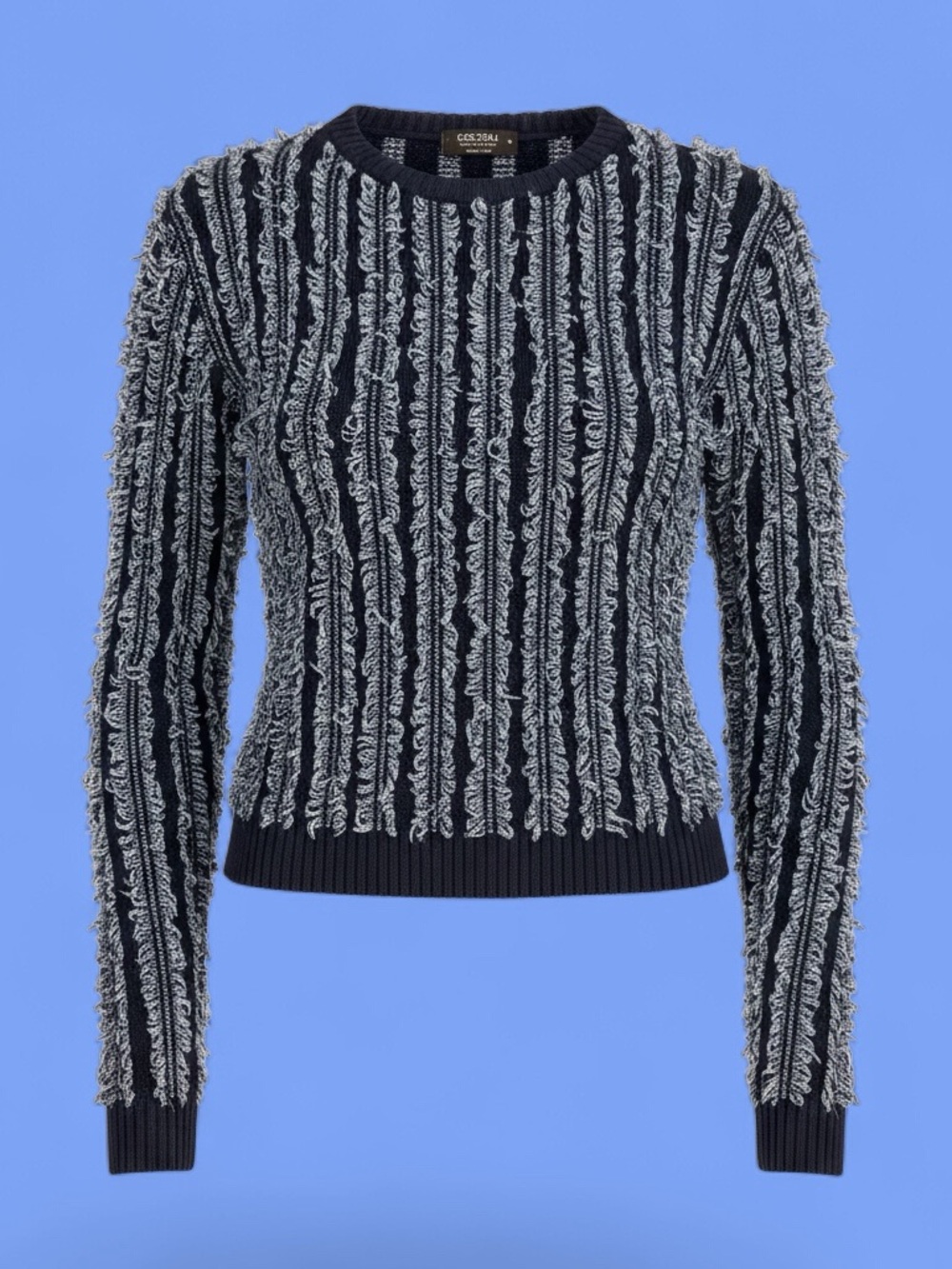 COCCOLE Made in Italy Navy Fringe Crewneck Sweater *UNISEX*